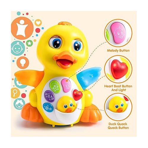 JOYIN Baby Toys Duck, Infant Musical Toys 6+ Months, Tummy Time Toys with Music & Lights, Light Up Learning Toys, Dancing Crawling Baby Toy, Baby Easter Basket Stuffers Gifts