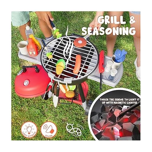  JOYIN 34 PCS Cooking Toy Set, Kitchen Toy Set, Toy BBQ Grill Set, Little Chef Play, Kids Grill Playset Interactive BBQ Toy Set for Kids