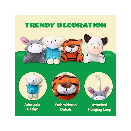  JOYIN Mini Animal Plush Toy Assortment, Small Animals Plush Keychain Decoration