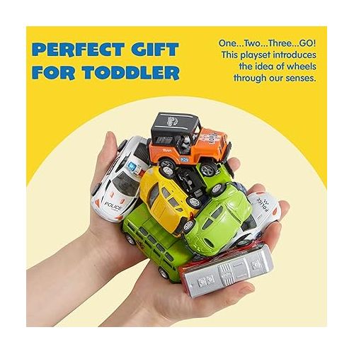  JOYIN 20PCS Die Cast Metal Pull Back Toy Cars, Vehicle Set for Toddlers, Child Party Favors, Cake Toppers, Stocking Stuffers, Race Cars for Boys, Gift Set for Babies