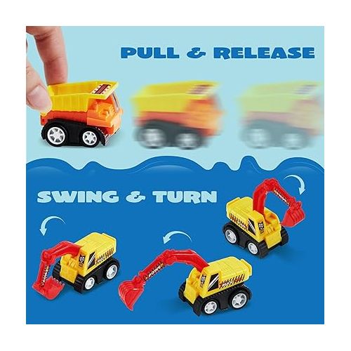  JOYIN 12-Piece Mini Construction Car Set, Plastic, Unisex, Non-Riding Toy Vehicle, Perfect for Imaginative Play and Parties