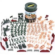 JOYIN Military Soldier Playset Army Men Play Bucket Army Action Figures Battle Group Deluxe Military Playset with Army Men, Aircrafts, Helicopters, Tanks with Bucket (164 Piece)