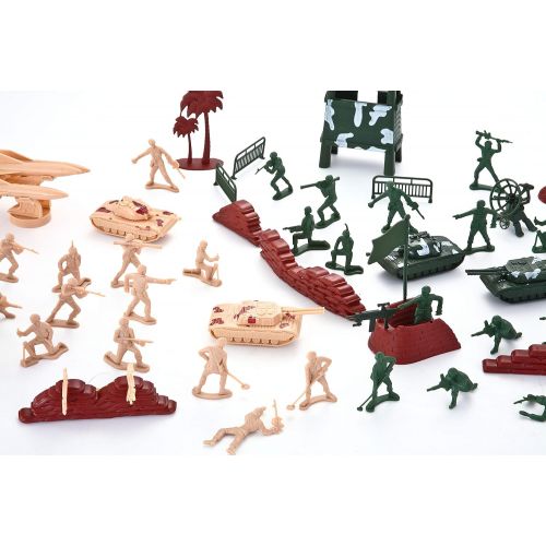  JOYIN Military Soldier Playset Army Men Play Bucket Army Action Figures Battle Group Deluxe Military Playset with Army Men, Aircrafts, Helicopters, Tanks with Bucket (164 Piece)