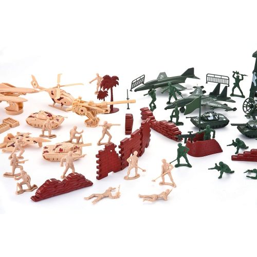  JOYIN Military Soldier Playset Army Men Play Bucket Army Action Figures Battle Group Deluxe Military Playset with Army Men, Aircrafts, Helicopters, Tanks with Bucket (164 Piece)