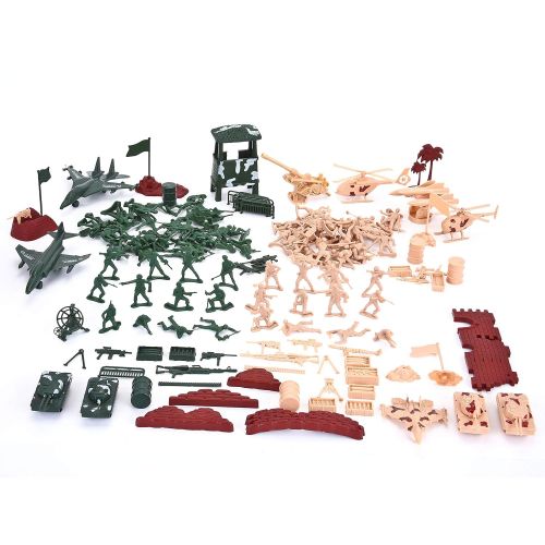  JOYIN Military Soldier Playset Army Men Play Bucket Army Action Figures Battle Group Deluxe Military Playset with Army Men, Aircrafts, Helicopters, Tanks with Bucket (164 Piece)