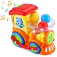 JOYIN Baby Activity Center Baby Pitch & Go Ball Rolling Train Toys Infant Toy Car with Light Talking Music Toy & Color Sorting Balls Early Educational Toys Train for Toddlers
