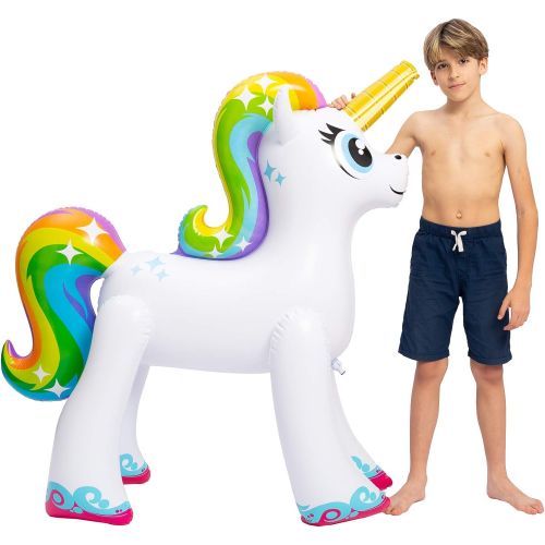  JOYIN Inflatable Unicorn Yard Sprinkler, Lawn Sprinkler for Kids, 4 Feet Tall