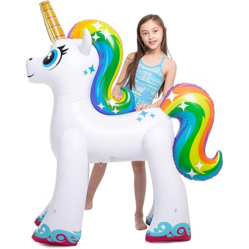  JOYIN Inflatable Unicorn Yard Sprinkler, Lawn Sprinkler for Kids, 4 Feet Tall