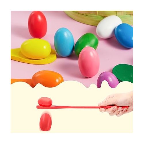  JOYIN 24 PCS Easter Egg and Spoon Race Game Set, 12 Players Carnival Game for Kids & Family Activity Holiday Outdoor Yard Easter Egg Hunt Birthday Party Lawn