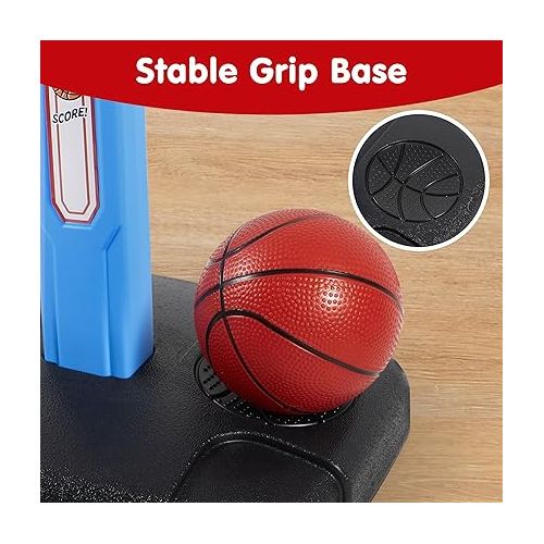  JOYIN Toddler Basketball Arcade Game Set, Adjustable Basketball Goal with 4 Balls for Kids Indoor Outdoor Play, Carnival Games, Christmas Birthday Gift for Boys Girls Age 1 and Up - Air Pump Included