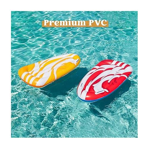  JOYIN 2 Pack Inflatable Body Boards with Handles for Water Slides, Surfing Board for Slip Slide, Swimming Pool Floating Water Boards Learn to Swim, Summer Water Fun Toy for Kids and Toddlers
