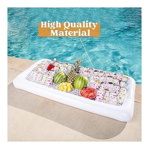  JOYIN 3-Pack Inflatable Serving Bars Cooler - Inflatable Cooler Ice Buffet Salad Serving Trays with Drain Plug, Food Drink Holder for Indoor Outdoor Summer Picnic Beach Pool Luau Party