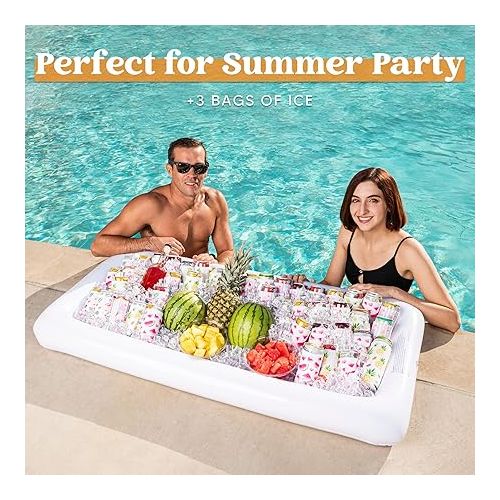  JOYIN 3-Pack Inflatable Serving Bars Cooler - Inflatable Cooler Ice Buffet Salad Serving Trays with Drain Plug, Food Drink Holder for Indoor Outdoor Summer Picnic Beach Pool Luau Party