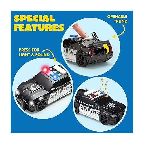  JOYIN Toddler Truck Toys for 3 4 5 6 7 Year Old Boys - Police Car Toy Set, Emergency Vehicle Playset, Kids Toys Cars, Friction Powered Car with Lights and Sounds, Birthday Gifts for Boys Girls Age 3-9