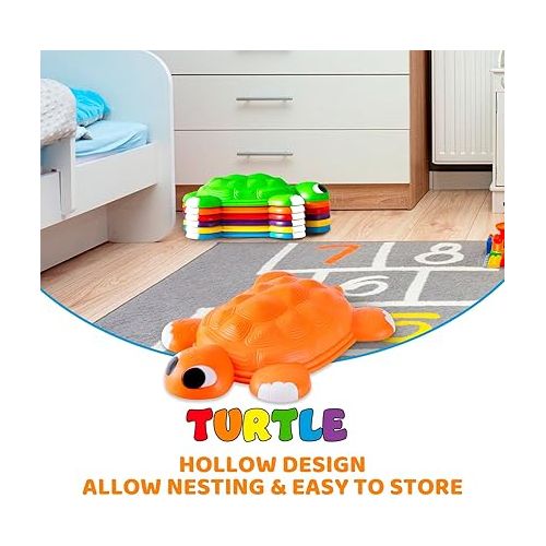  JOYIN Turtle Balance Stepping Stones, 6 Pcs Kids Turtle Jumping Stones Steps Stones Up to 265 Ibs, Toddler Obstacle Course Coordination Game Toys for Ages 3 Years and UP Indoor or Outdoor Play