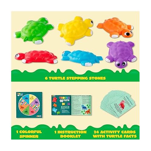  JOYIN Turtle Balance Stepping Stones, 6 Pcs Kids Turtle Jumping Stones Steps Stones Up to 265 Ibs, Toddler Obstacle Course Coordination Game Toys for Ages 3 Years and UP Indoor or Outdoor Play