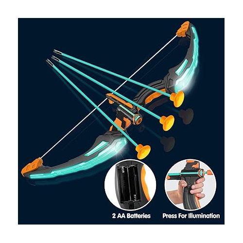  JOYIN Kids Bow and Arrow Set, LED Light Up Archery Toy Set with 9 Suction Cup Arrows, Target & Arrow Case, Indoor and Outdoor Hunting Play Gift Toys for Kids, Boys & Girls Ages 3-12