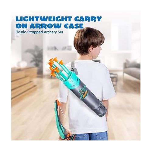  JOYIN Kids Bow and Arrow Set, LED Light Up Archery Toy Set with 9 Suction Cup Arrows, Target & Arrow Case, Indoor and Outdoor Hunting Play Gift Toys for Kids, Boys & Girls Ages 3-12