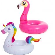[아마존 핫딜]  [아마존핫딜]JOYIN Inflatable Flamingo and Unicorn Pool Float 2 Pack, Fun Beach Floaties, Swim Party Toys, Summer Pool Raft Lounger for Adults & Kids (Inflates to Over 4ft. Wide)