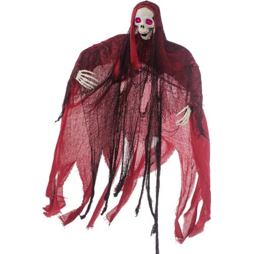  [아마존 핫딜] [아마존핫딜]JOYIN 5.6 Ft. Animated Hanging Screaming Ghost Decoration, Halloween Skeleton Grim Reaper Door or Wall Curtain for Haunted House Prop Decor