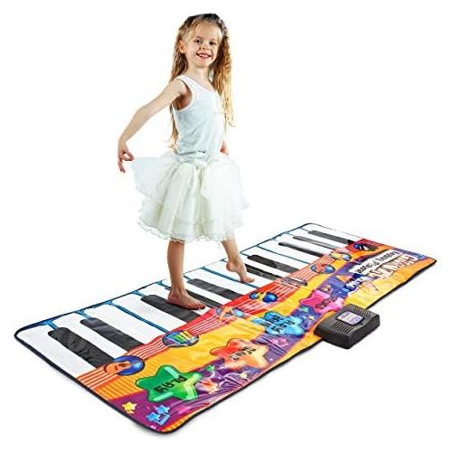  [아마존베스트]Joyin Toy 71 Gigantic Keyboard Playmat Piano Play Mat Kids Electronic Music Playmat Colorful Dance Mat-24 Keys with Record, Playback, Demo, Play, Adjustable Vol. Mode