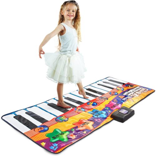  [아마존베스트]Joyin Toy 71 Gigantic Keyboard Playmat Piano Play Mat Kids Electronic Music Playmat Colorful Dance Mat-24 Keys with Record, Playback, Demo, Play, Adjustable Vol. Mode