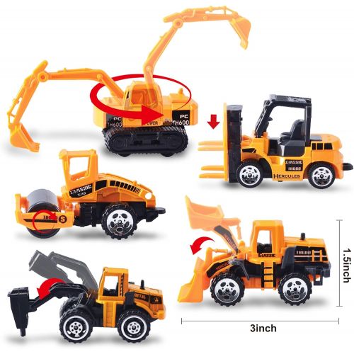  [아마존베스트]JOYIN 11 in 1 Die-cast Construction Truck Vehicle Car Toy Set Play Vehicles in Carrier Truck