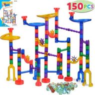 [아마존베스트]JOYIN 150 Pcs Marble Run Premium Set, Construction Building Blocks Toys, STEM Learning Toy, Educational Building Block Toy(100 Translucent Plastic Pieces + 50 Glass Marbles)