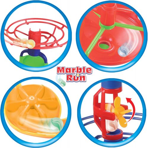  [아마존베스트]JOYIN 149 Pcs Marble Run Premium Set, Construction Building Blocks Toys, STEM Learning Toy, Educational Building Block Toy(109 Solid-Colors Plastic Pieces + 40 Glass Marbles)