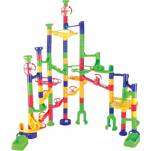  [아마존베스트]JOYIN 149 Pcs Marble Run Premium Set, Construction Building Blocks Toys, STEM Learning Toy, Educational Building Block Toy(109 Solid-Colors Plastic Pieces + 40 Glass Marbles)