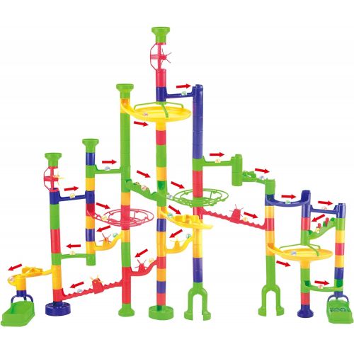  [아마존베스트]JOYIN 149 Pcs Marble Run Premium Set, Construction Building Blocks Toys, STEM Learning Toy, Educational Building Block Toy(109 Solid-Colors Plastic Pieces + 40 Glass Marbles)