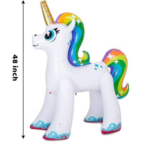  JOYIN Inflatable Unicorn Yard Sprinkler, Lawn Sprinkler for Kids, 4 Feet Tall