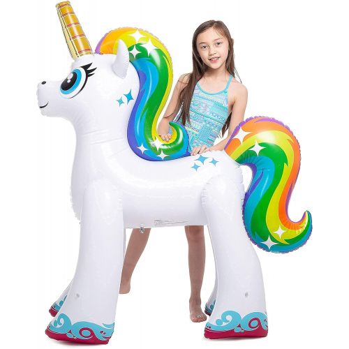  JOYIN Inflatable Unicorn Yard Sprinkler, Lawn Sprinkler for Kids, 4 Feet Tall