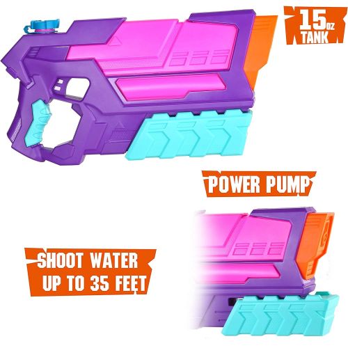  JOYIN Pink Aqua Phaser High Capacity Purple Water Gun Super Water Soaker Blaster Squirt Toy Swimming Pool Beach Sand Water Fighting Toy