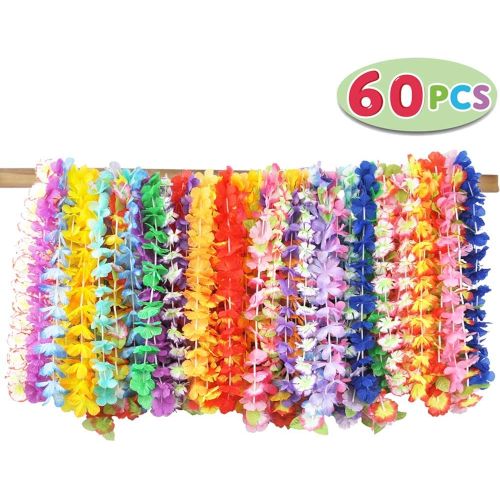  Joyin Toy 60 Counts Tropical Hawaiian Luau Flower Lei Party Favors (5 Dozen)