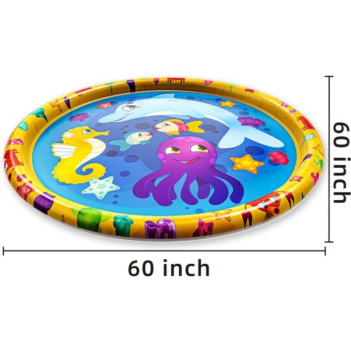  JOYIN Sprinkle & Splash Play Mat, 60” Outdoor Water Sprinkler Toys for Kids Toddlers Splash Pad