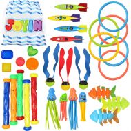 JOYIN 30 Pcs Diving Pool Toys Jumbo Set with Storage Bag Includes (5) Diving Sticks, (6) Diving Rings, (5) Pirate Treasures, (4) Toypedo Bandits, (3) Diving Toy Balls, (3) Fish Toys, (4)