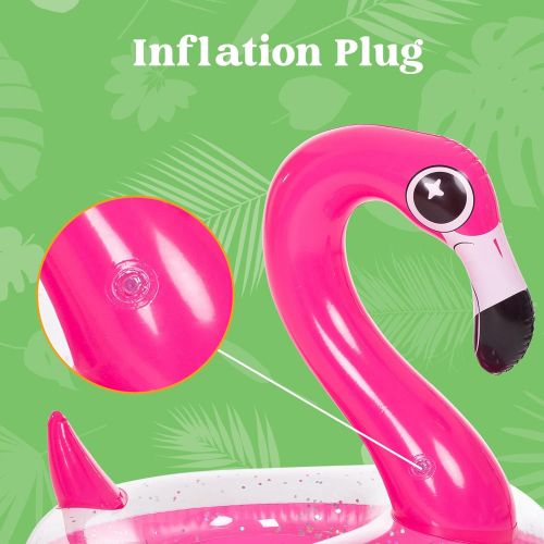  JOYIN Inflatable Flamingo Pool Float with Glitters, Tubes for Floating, Fun Beach Floaties, Pool Toys, Summer Party Decorations for Kids (37.5” x 32.25” x 37”)