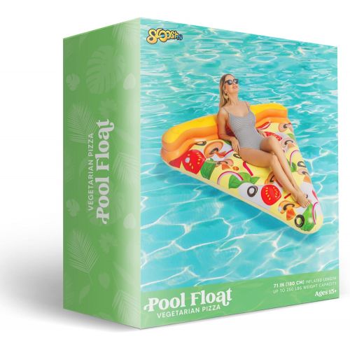  JOYIN Giant Inflatable Pizza Slice Pool Float (Vegetarian) with Cup Holders for Inflatable Pool Float Party Decorations, Extra Large Summer Pool Raft