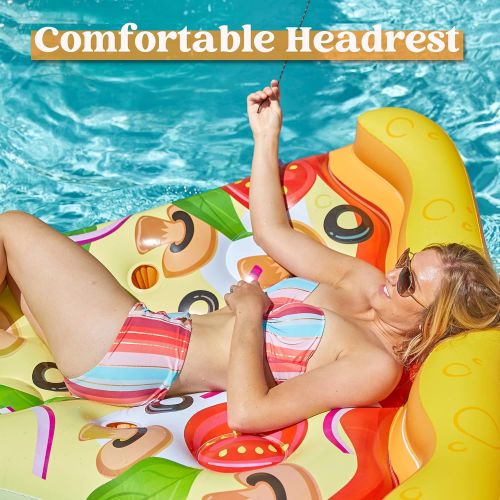  JOYIN Giant Inflatable Pizza Slice Pool Float (Vegetarian) with Cup Holders for Inflatable Pool Float Party Decorations, Extra Large Summer Pool Raft