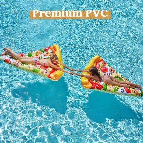  JOYIN Giant Inflatable Pizza Slice Pool Float (Vegetarian) with Cup Holders for Inflatable Pool Float Party Decorations, Extra Large Summer Pool Raft
