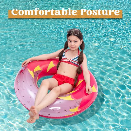  JOYIN Inflatable Pool Tube Raft 32.5” (3 Pack) with Fruits Painting, Funny Inflatable Pool Float Toys Swim Tubes for Swimming Pool Party Decorations