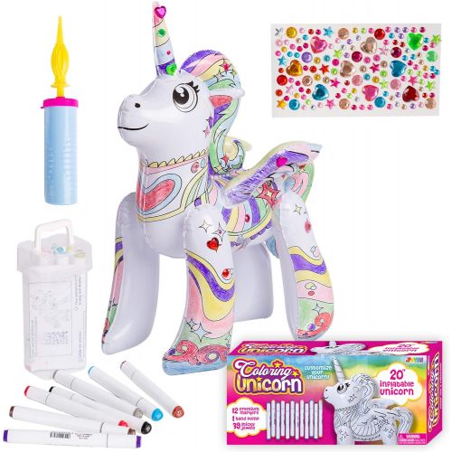  JOYIN Inflatable Unicorn Coloring Craft Toy Set for Kids Coloring Activity, Paint Your Own Unicorn Arts and Craft for Girls and Boys, Small Unicorn Toy for Christmas Gift