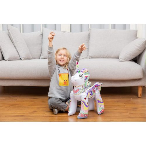  JOYIN Inflatable Unicorn Coloring Craft Toy Set for Kids Coloring Activity, Paint Your Own Unicorn Arts and Craft for Girls and Boys, Small Unicorn Toy for Christmas Gift