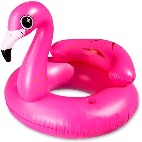  JOYIN Inflatable Flamingo Tube, Pool Float, Fun Beach Floaties, Swim Party Toys, Summer Pool Raft Lounge for Adults & Kids, with 2 Cup Holders and Head Rest