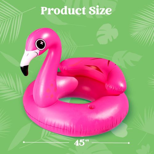  JOYIN Inflatable Flamingo Tube, Pool Float, Fun Beach Floaties, Swim Party Toys, Summer Pool Raft Lounge for Adults & Kids, with 2 Cup Holders and Head Rest