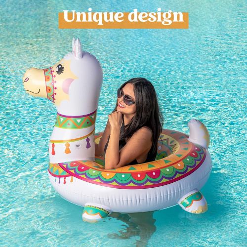  JOYIN Inflatable Llama Pool Float 43.5”, Pool Tubes, Fun Beach Floaties, Summer Pool Raft Lounger, Swim Party Toys, Swimming Pool Party Decorations for Kids & Adults