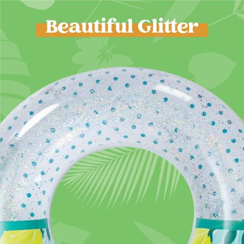  JOYIN Inflatable Pool Tubes with Glitters 32.5 (3 Pack), Pool Floats Toys for Swimming Pool Party Decorations