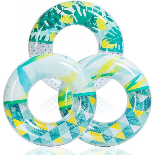  JOYIN Inflatable Pool Tubes with Glitters 32.5 (3 Pack), Pool Floats Toys for Swimming Pool Party Decorations