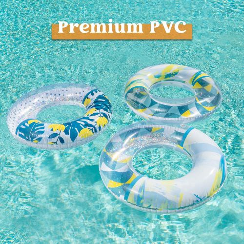  JOYIN Inflatable Pool Tubes with Glitters 32.5 (3 Pack), Pool Floats Toys for Swimming Pool Party Decorations